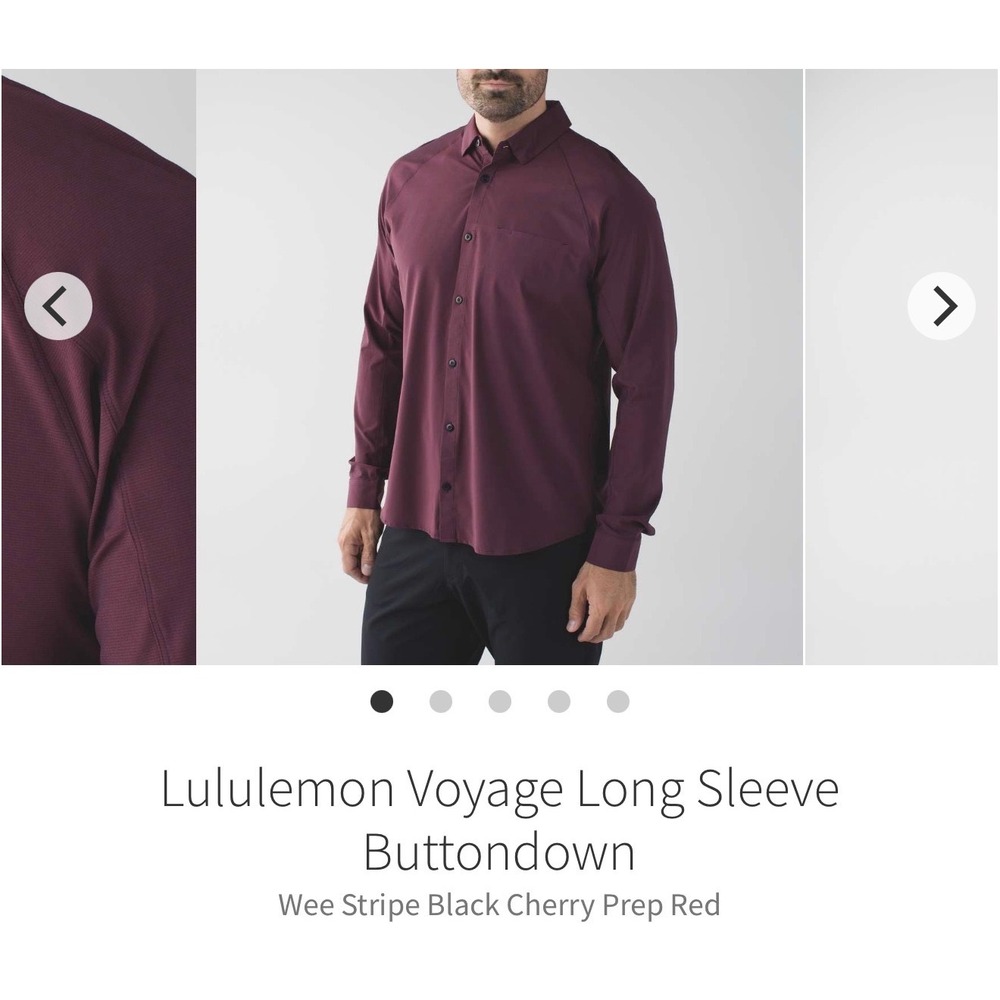 Lululemon Voyage Long Sleeve Buttondown Wee Stripe Black Cherry Prep Red Mens